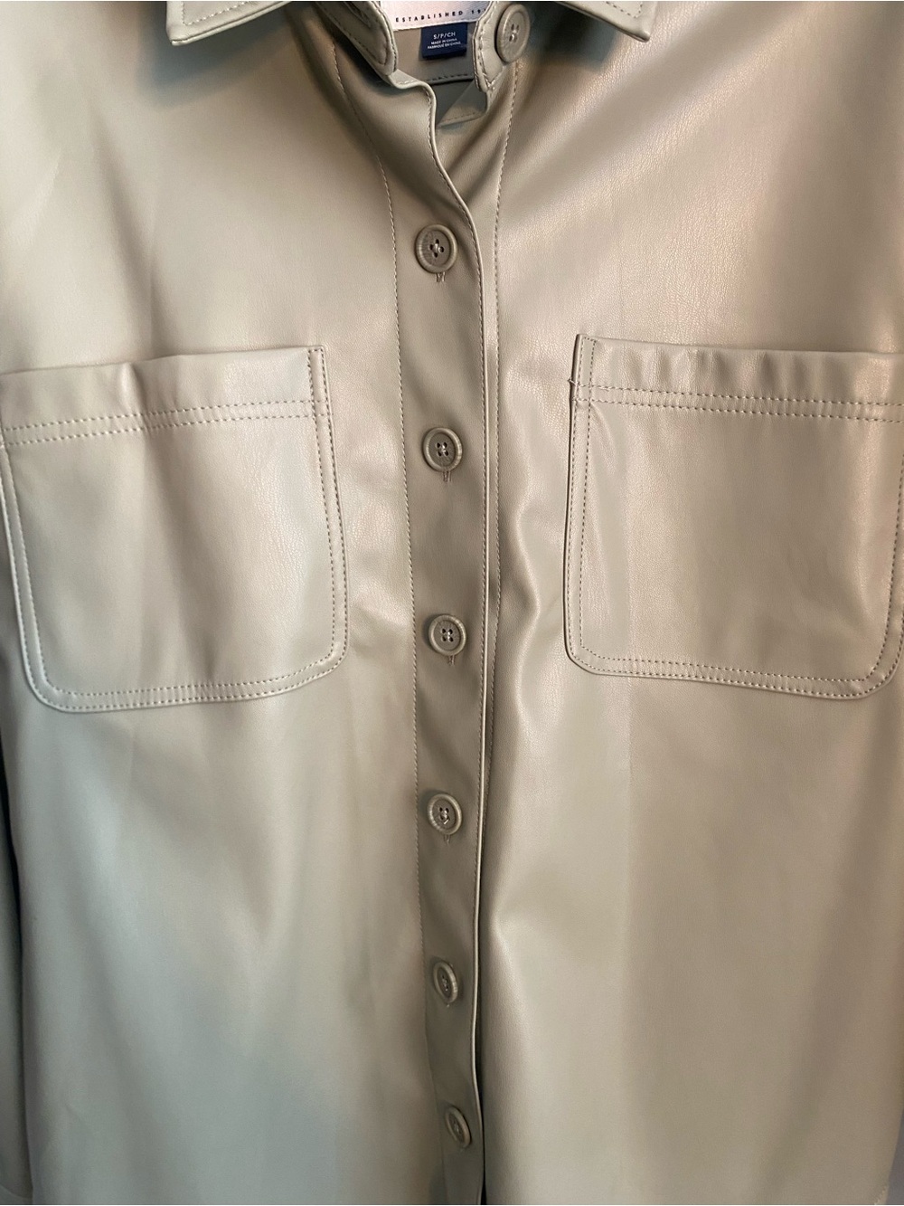 AE Oversized Vegan Leather Y2K oversized Shacket pale sage green